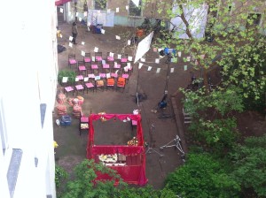 Dreharbeiten im Hinterhof